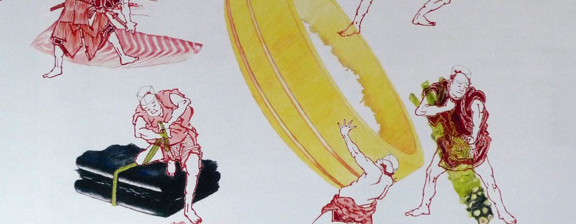 La préparation du riz vinaigré, des algues, du wasabi et des nigiris