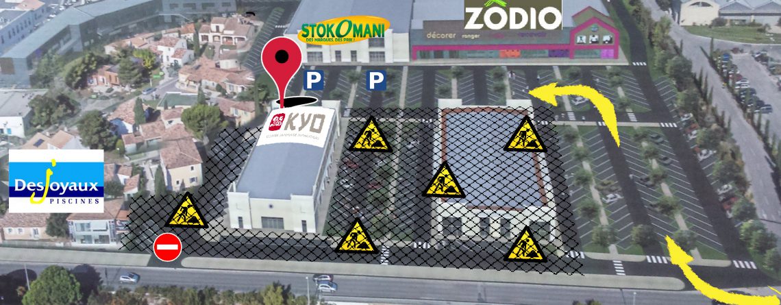 Nouvel accès parking restaurant kyo plan de campagne